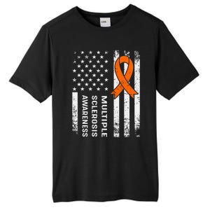 MS Multiple Sclerosis Awareness Orange Ribbon Tall Fusion ChromaSoft Performance T-Shirt