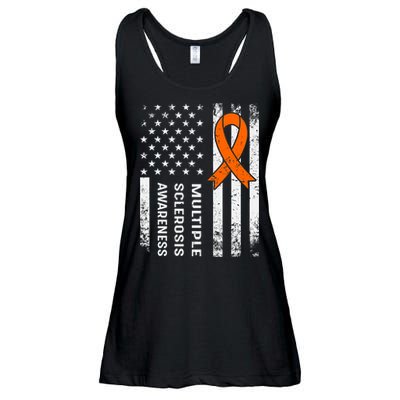 MS Multiple Sclerosis Awareness Orange Ribbon Ladies Essential Flowy Tank