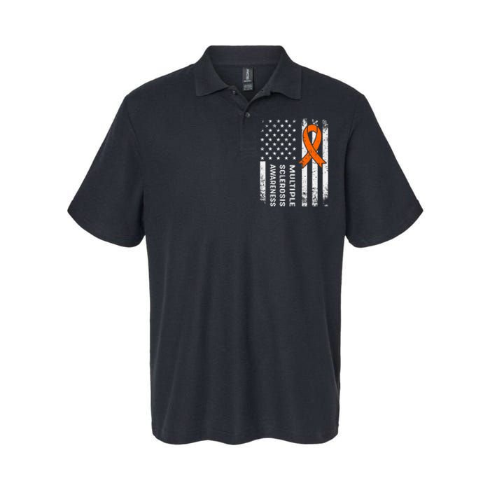 MS Multiple Sclerosis Awareness Orange Ribbon Softstyle Adult Sport Polo