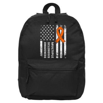 MS Multiple Sclerosis Awareness Orange Ribbon 16 in Basic Backpack