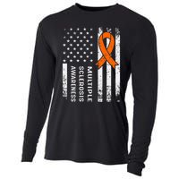 MS Multiple Sclerosis Awareness Orange Ribbon Cooling Performance Long Sleeve Crew