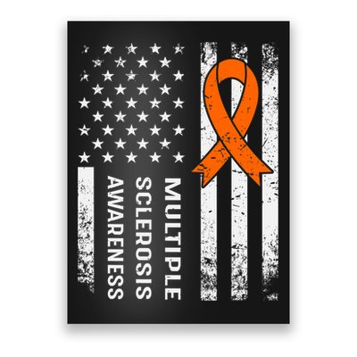 MS Multiple Sclerosis Awareness Orange Ribbon Poster