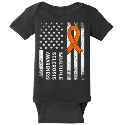 MS Multiple Sclerosis Awareness Orange Ribbon Baby Bodysuit