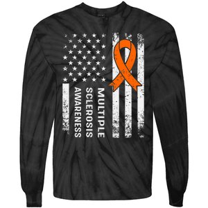 MS Multiple Sclerosis Awareness Orange Ribbon Tie-Dye Long Sleeve Shirt