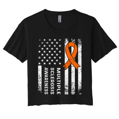 MS Multiple Sclerosis Awareness Orange Ribbon Crop Top