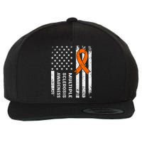 MS Multiple Sclerosis Awareness Orange Ribbon Wool Snapback Cap