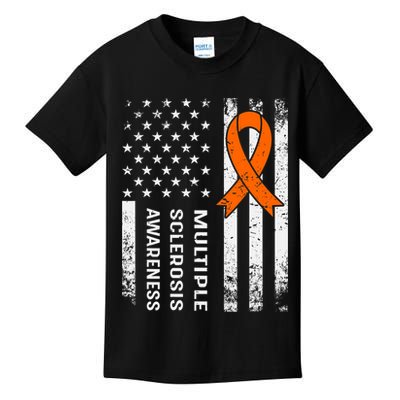 MS Multiple Sclerosis Awareness Orange Ribbon Kids T-Shirt