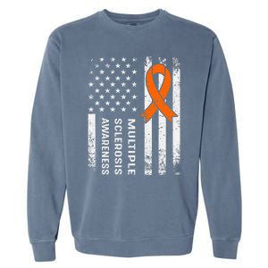 MS Multiple Sclerosis Awareness Orange Ribbon Garment-Dyed Sweatshirt