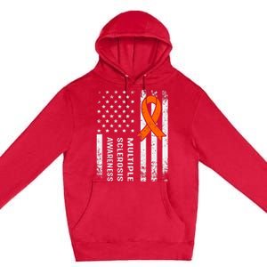 MS Multiple Sclerosis Awareness Orange Ribbon Premium Pullover Hoodie