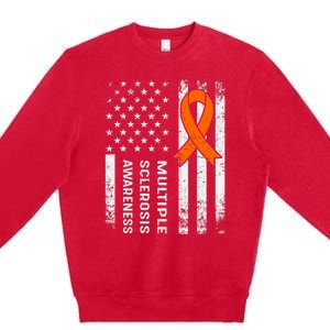 MS Multiple Sclerosis Awareness Orange Ribbon Premium Crewneck Sweatshirt