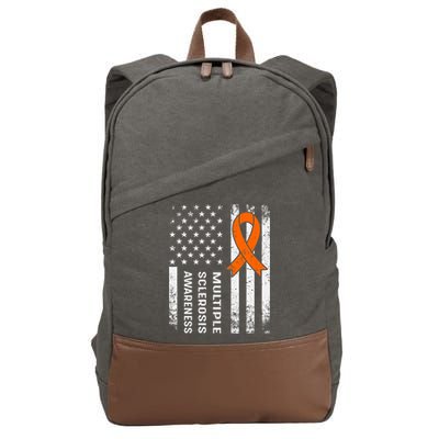 MS Multiple Sclerosis Awareness Orange Ribbon Cotton Canvas Backpack