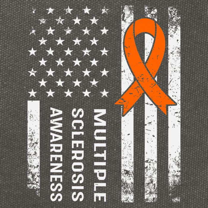MS Multiple Sclerosis Awareness Orange Ribbon Cotton Canvas Backpack