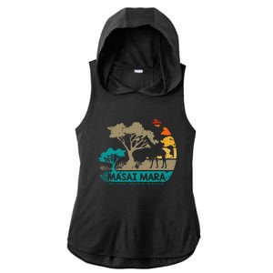 Masai Mara Safari National Reserve Kenya Serengeti Wildlife Ladies PosiCharge Tri-Blend Wicking Draft Hoodie Tank