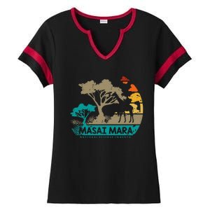 Masai Mara Safari National Reserve Kenya Serengeti Wildlife Ladies Halftime Notch Neck Tee