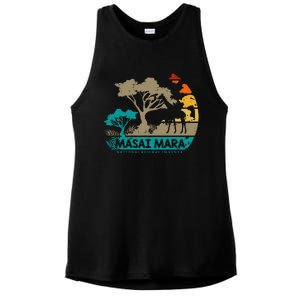 Masai Mara Safari National Reserve Kenya Serengeti Wildlife Ladies PosiCharge Tri-Blend Wicking Tank