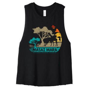 Masai Mara Safari National Reserve Kenya Serengeti Wildlife Women's Racerback Cropped Tank