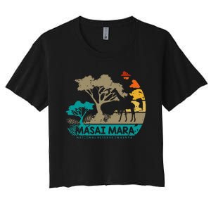 Masai Mara Safari National Reserve Kenya Serengeti Wildlife Women's Crop Top Tee