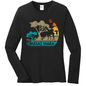 Masai Mara Safari National Reserve Kenya Serengeti Wildlife Ladies Long Sleeve Shirt