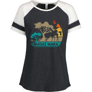 Masai Mara Safari National Reserve Kenya Serengeti Wildlife Enza Ladies Jersey Colorblock Tee