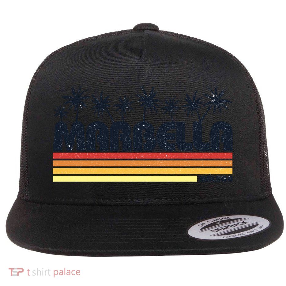 Marbella Malaga Spain Retro Beach Tourism Gift Flatbill Hat