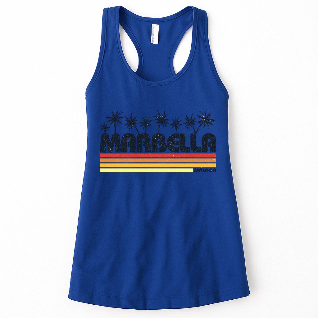 Marbella Malaga Spain Retro Beach Tourism Gift Womens Tank Top