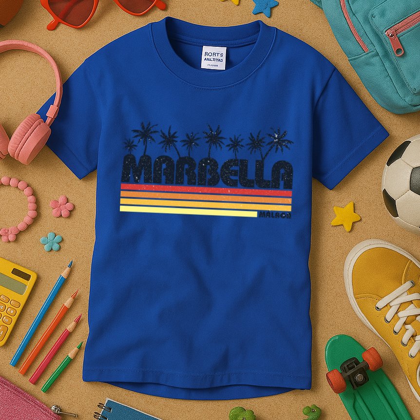Marbella Malaga Spain Retro Beach Tourism Gift Kids T-Shirt