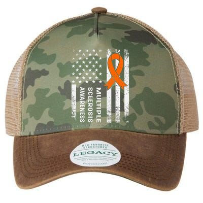 MS Multiple Sclerosis Awareness Orange Ribbon Legacy Tie Dye Trucker Hat