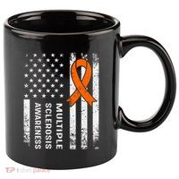 MS Multiple Sclerosis Awareness Orange Ribbon 11oz C Handle Ceramic Mug