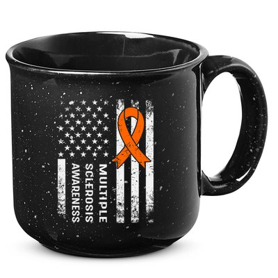 MS Multiple Sclerosis Awareness Orange Ribbon 15oz Campfire Ceramic Mug