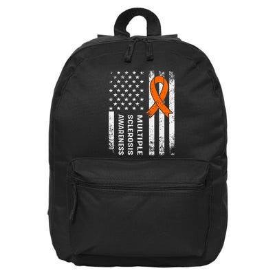 MS Multiple Sclerosis Awareness Orange Ribbon 16 in Basic Backpack