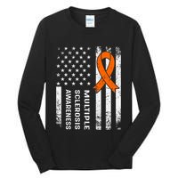 MS Multiple Sclerosis Awareness Orange Ribbon Tall Long Sleeve T-Shirt