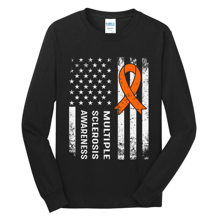 MS Multiple Sclerosis Awareness Orange Ribbon Tall Long Sleeve T-Shirt