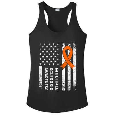 MS Multiple Sclerosis Awareness Orange Ribbon Ladies PosiCharge Competitor Racerback Tank