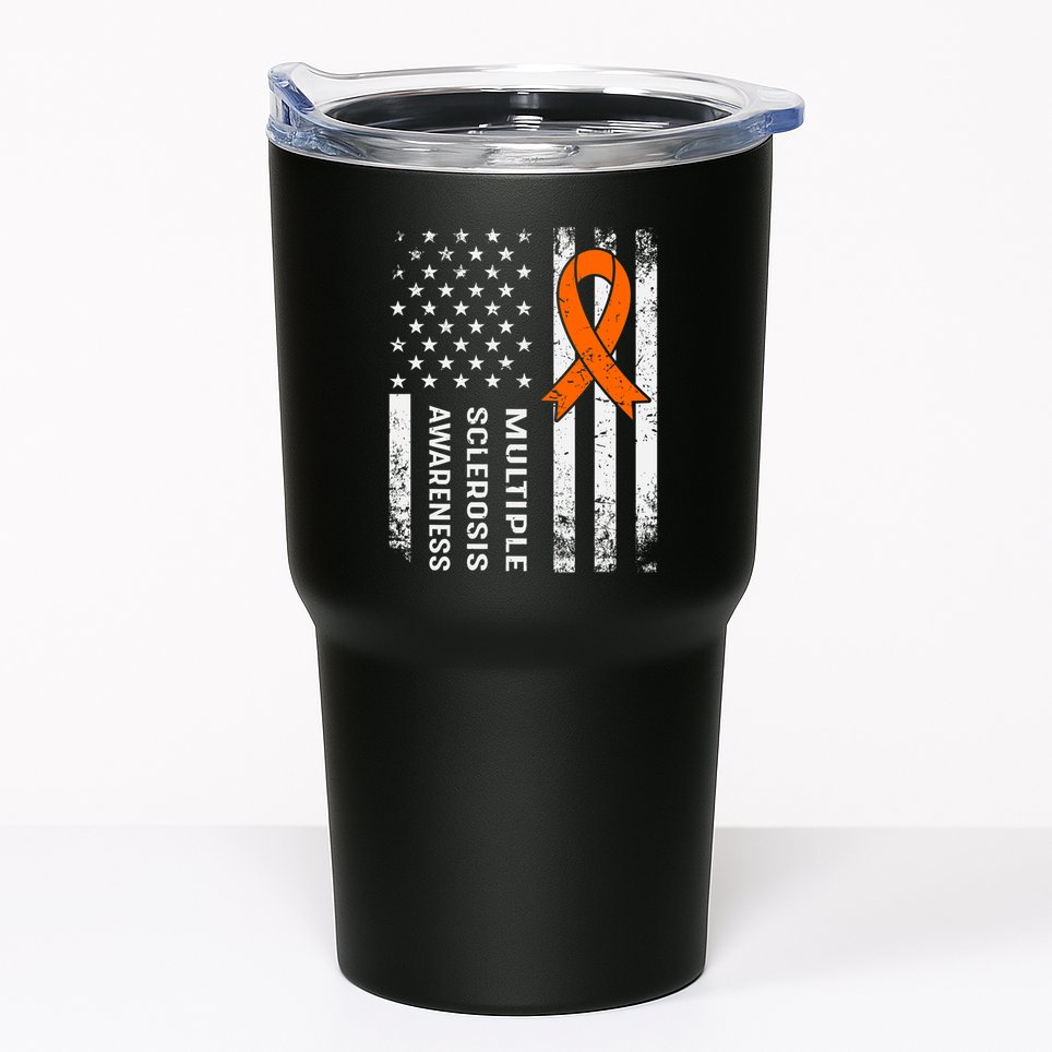 MS Multiple Sclerosis Awareness Orange Ribbon Tumbler