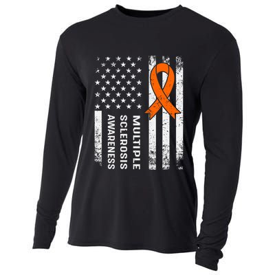 MS Multiple Sclerosis Awareness Orange Ribbon Cooling Performance Long Sleeve Crew