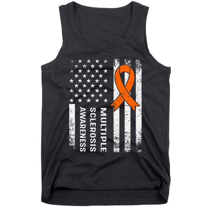 MS Multiple Sclerosis Awareness Orange Ribbon Tank Top