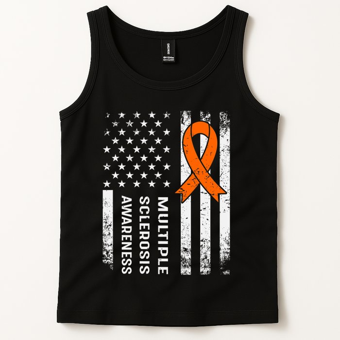 MS Multiple Sclerosis Awareness Orange Ribbon Tank Top