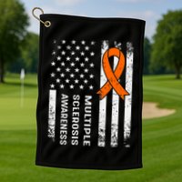 MS Multiple Sclerosis Awareness Orange Ribbon Golf Towel
