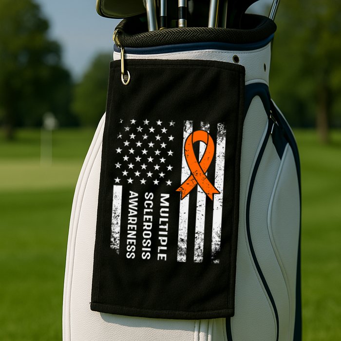 MS Multiple Sclerosis Awareness Orange Ribbon Golf Towel