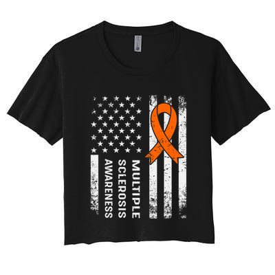 MS Multiple Sclerosis Awareness Orange Ribbon Crop Top