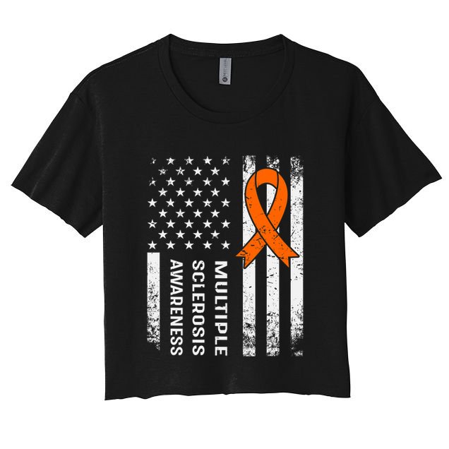 MS Multiple Sclerosis Awareness Orange Ribbon Crop Top