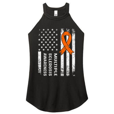 MS Multiple Sclerosis Awareness Orange Ribbon Women's Perfect Tri Rocker Tank