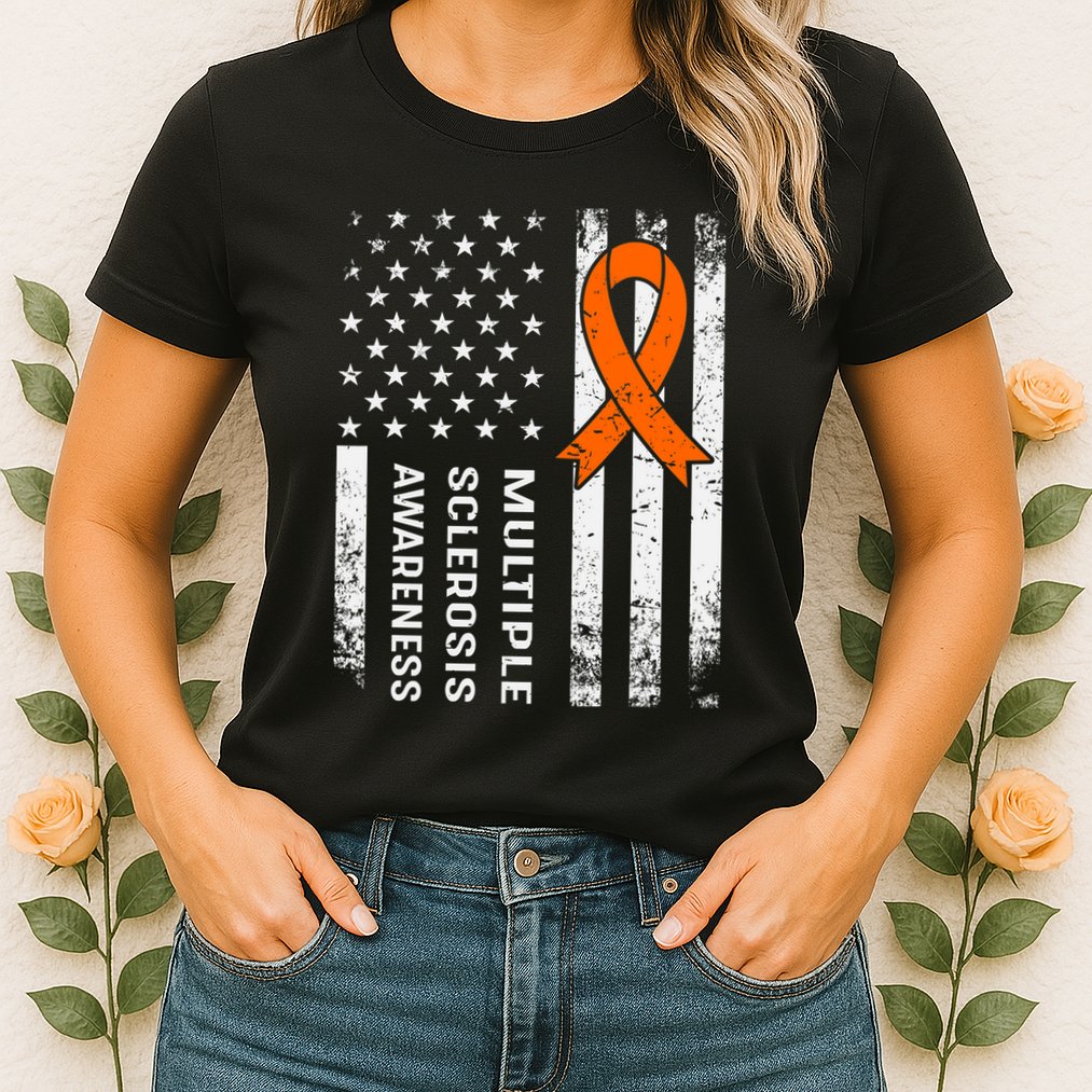 MS Multiple Sclerosis Awareness Orange Ribbon Womens T-Shirt