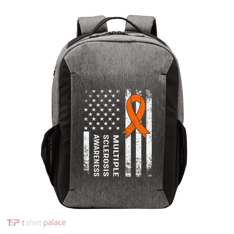 MS Multiple Sclerosis Awareness Orange Ribbon Vector Backpack