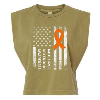 MS Multiple Sclerosis Awareness Orange Ribbon Garment-Dyed Women's Muscle Tee