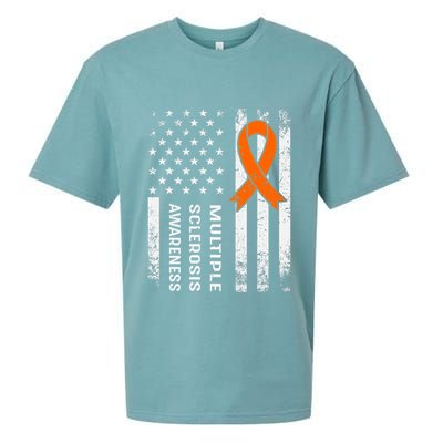 MS Multiple Sclerosis Awareness Orange Ribbon Sueded Cloud Jersey T-Shirt