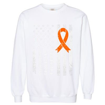 MS Multiple Sclerosis Awareness Orange Ribbon Garment-Dyed Sweatshirt