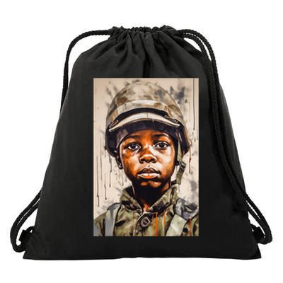 Military Minded Street Soldier Urban Warrior Black  Drawstring Bag