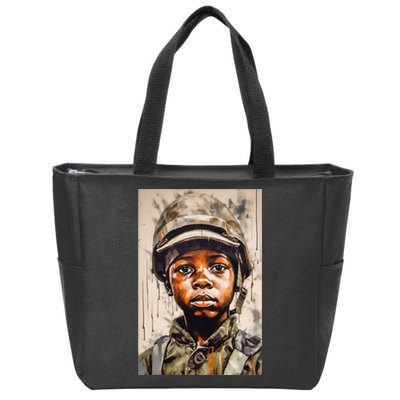 Military Minded Street Soldier Urban Warrior Black  Zip Tote Bag