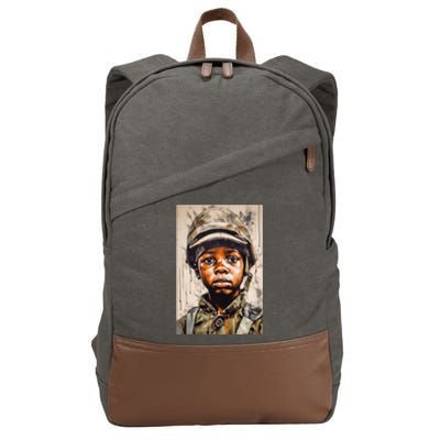 Military Minded Street Soldier Urban Warrior Black  Cotton Canvas Backpack